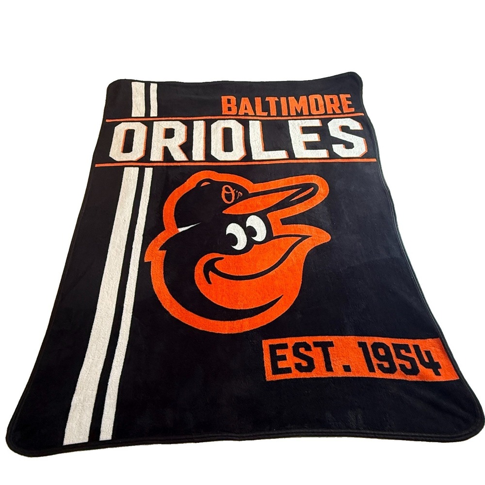 Official Baltimore Orioles Logo Fan Fleece Throw Blanket EST 1954 MLB 46x60